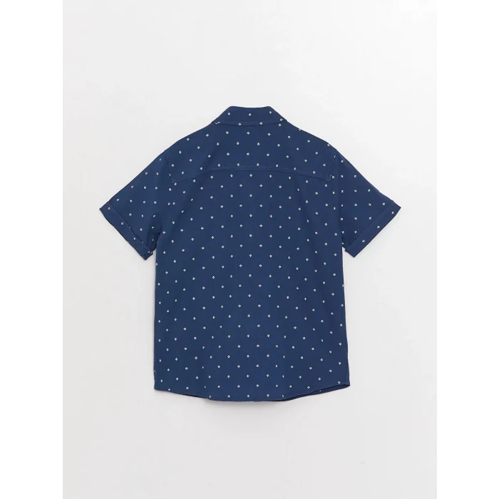 LCW Kids Lacivert Desenli Kısa Kollu Erkek Çocuk Gömlek