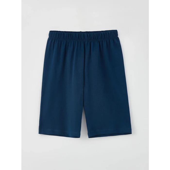 LCW Kids Beyaz Bisiklet Yaka Baskılı Kısa Kollu Erkek Çocuk Şortlu Pijama Takımı