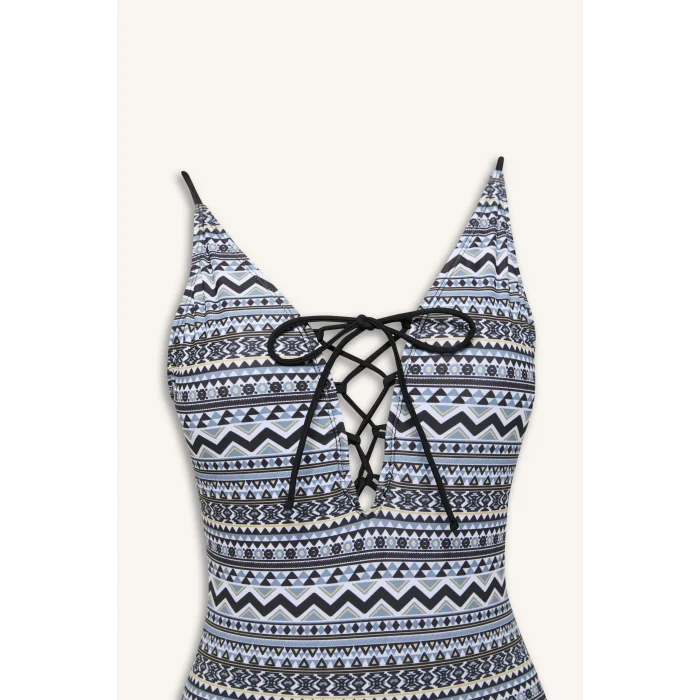 Defacto T3656 Siyah Regular Fit Etnik Desenli Mayo-Fall in Love