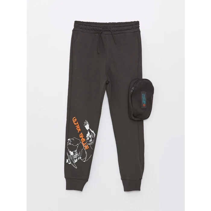 LCW Kids Antrasit Beli Lastikli Baskılı Erkek Çocuk Jogger Eşofman Altı