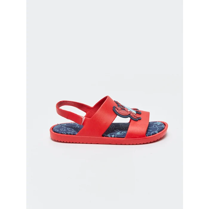 LCW STEPS Bordo Tek Bantlı Patch Detaylı Erkek Çocuk Sandalet