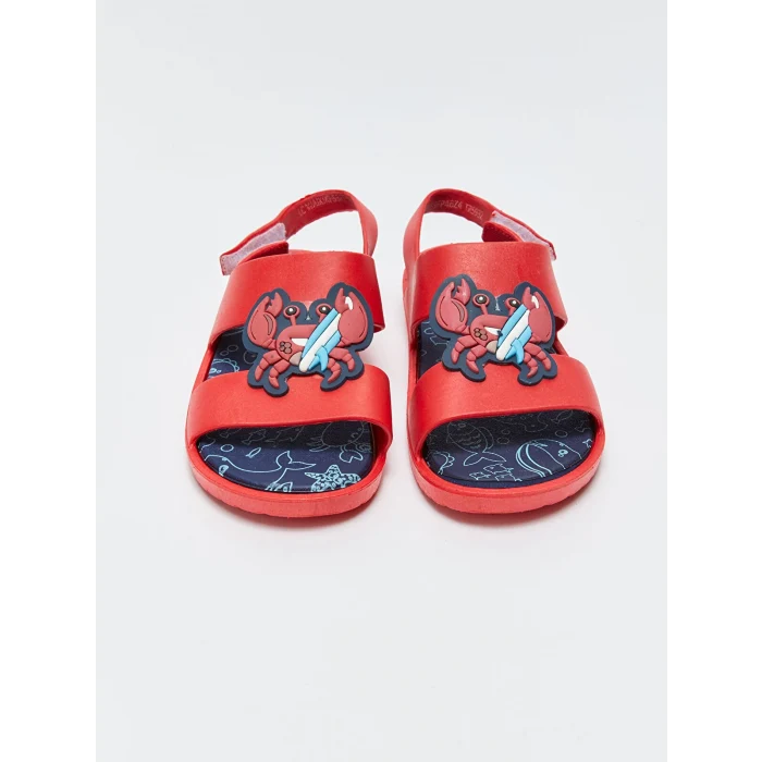 LCW STEPS Bordo Tek Bantlı Patch Detaylı Erkek Çocuk Sandalet