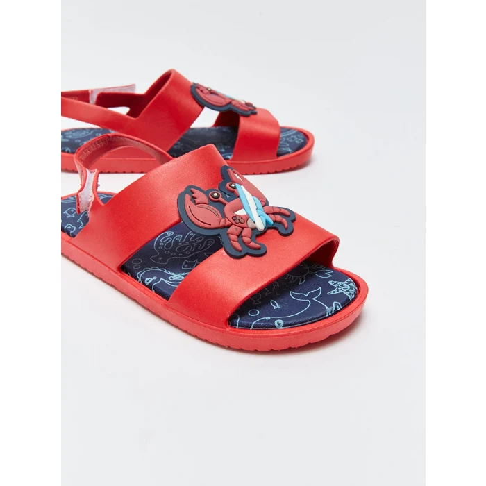 LCW STEPS Bordo Tek Bantlı Patch Detaylı Erkek Çocuk Sandalet