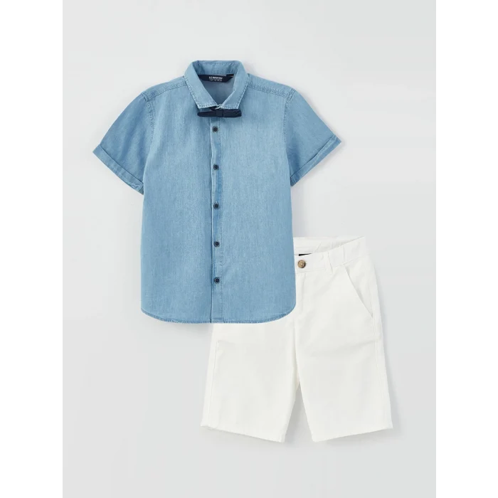 LCW Kids Mavi Basic Kısa Kollu Erkek Çocuk 3lü Takım