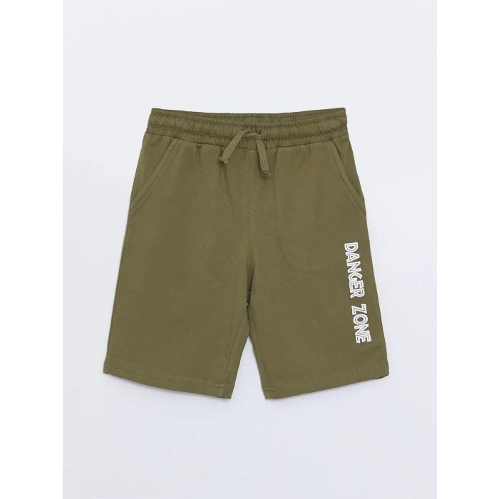 LCW Kids Haki Bisiklet Yaka Baskılı Kısa Kollu Erkek Çocuk Tişört ve Şort