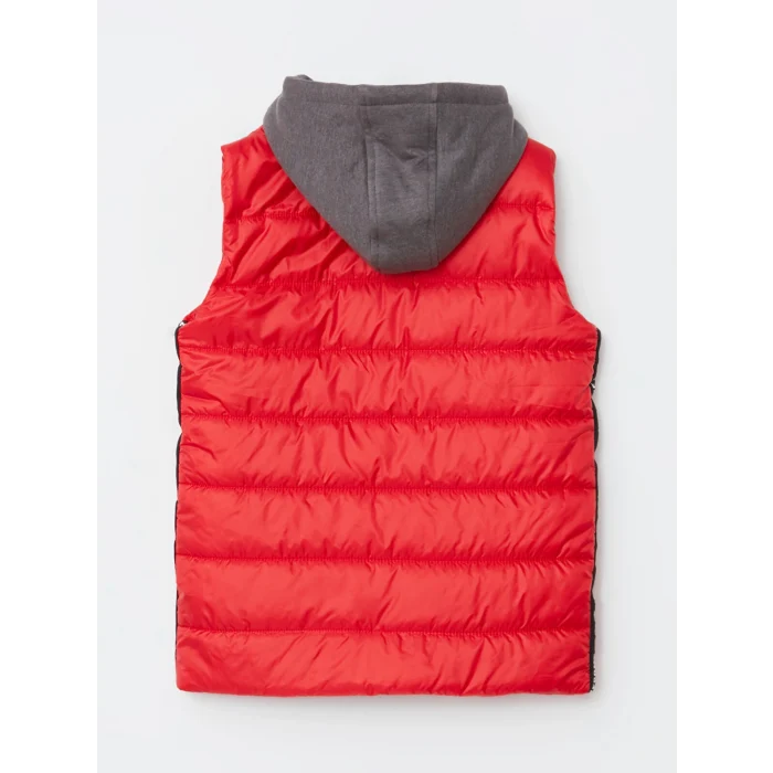 LCW Kids Kirmizi Kapüşonlu Baskılı Erkek Çocuk Şişme Yelek