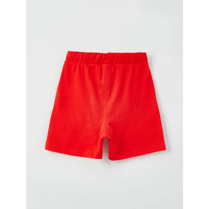 LCW Kids Beyaz Bisiklet Yaka Baskılı Kısa Kollu Erkek Çocuk Tişört ve Şort