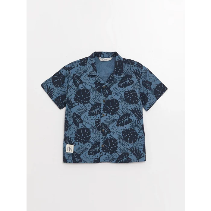 LCW Kids Lacivert Desenli Kısa Kollu Erkek Çocuk Gömlek ve Şort