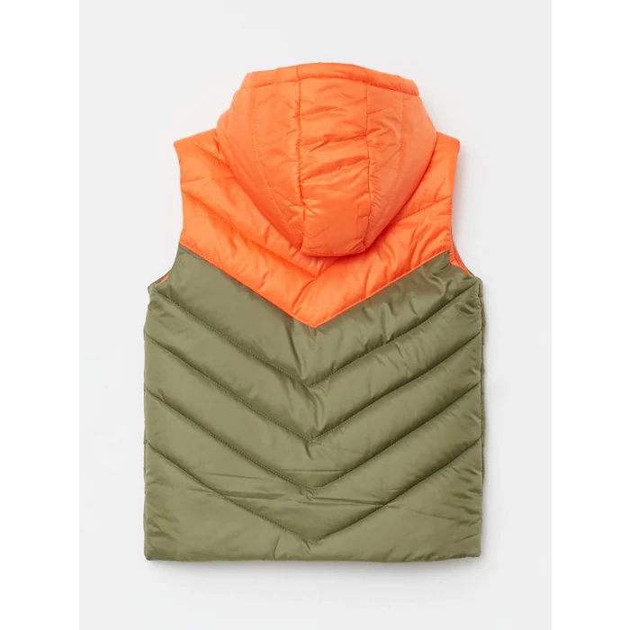 LCW Kids Yeşil Kapüşonlu Renk Bloklu Erkek Çocuk Şişme Yelek