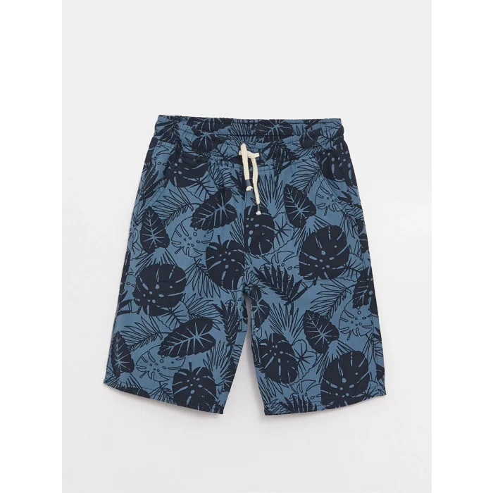 LCW Kids Lacivert Desenli Kısa Kollu Erkek Çocuk Gömlek ve Şort