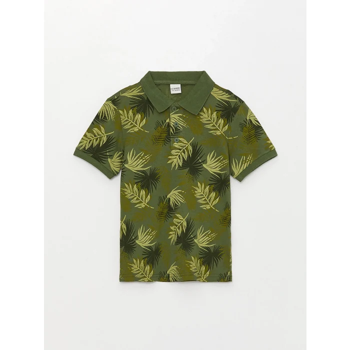 LCW Kids Yeşil Polo Yaka Baskılı Kısa Kollu Erkek Çocuk Tişört