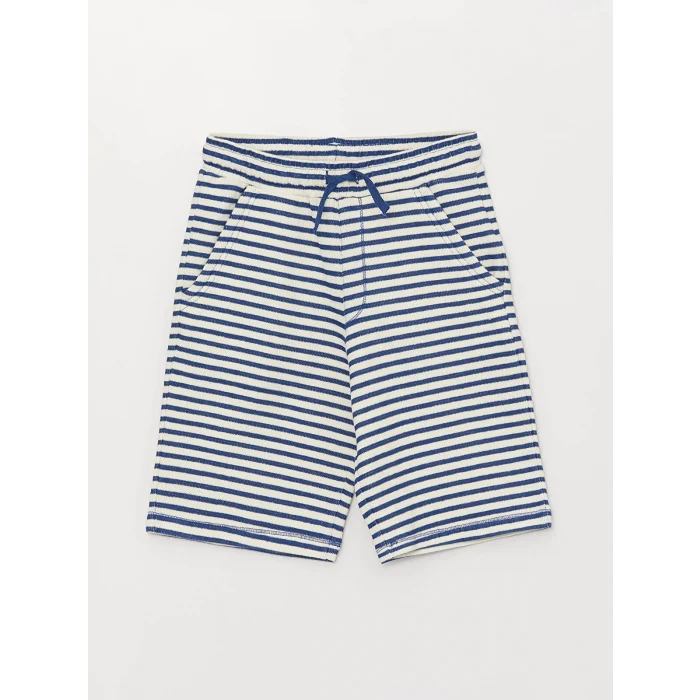 LCW Kids Mavi Bisiklet Yaka Baskılı Kısa Kollu Erkek Çocuk Tişört ve Bermuda