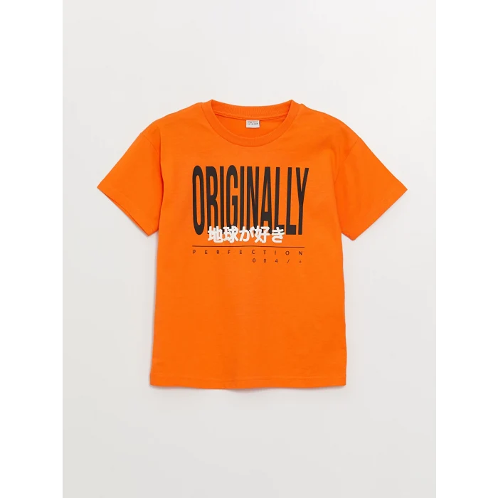 LCW Kids Turuncu Rahat Kalıp Erkek Çocuk Tişört ve Şort