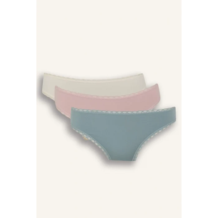 Defacto E4704 Pembe Dantel Detaylı Micro 3lü Brazilian Külot -Fall in Love