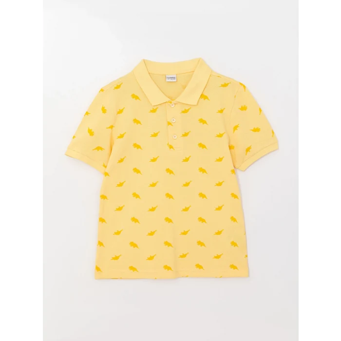 LCW Kids Sari Polo Yaka Baskılı Kısa Kollu Erkek Çocuk Tişört