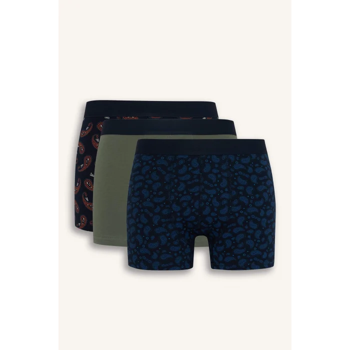 Defacto E2919 Lacivert Regular Fit Çizgili 3lü Boxer