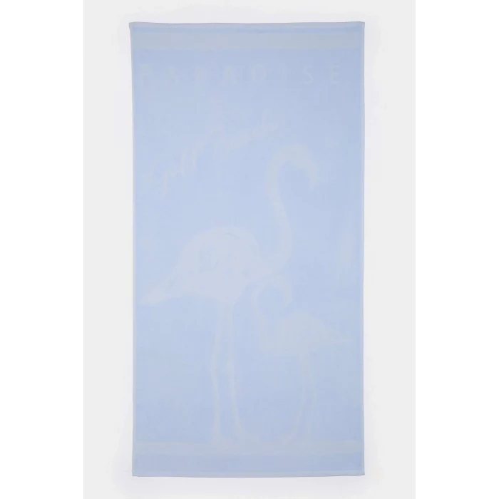 Defacto E3772 Mavi Kadın Desenli Pamuklu Plaj Havlusu