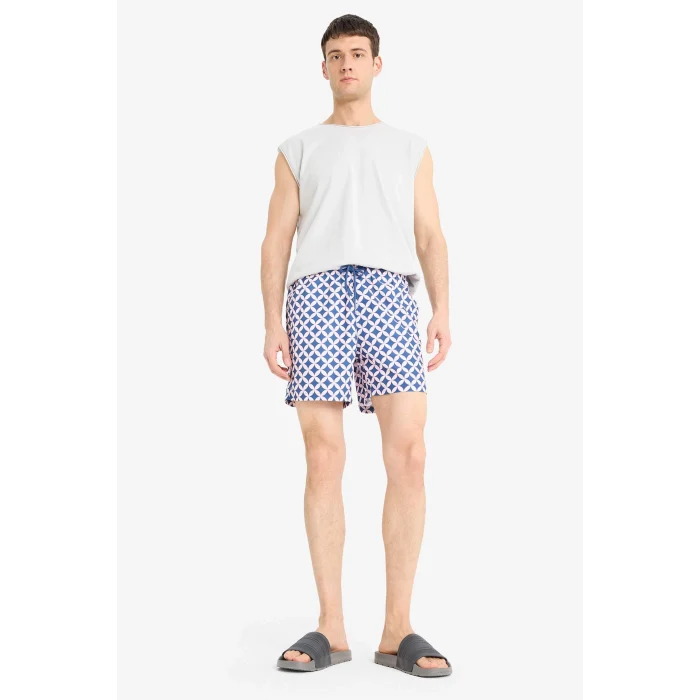 Defacto E1029 Pembe Desenli File Astarlı Kısa Boy Deniz Şortu