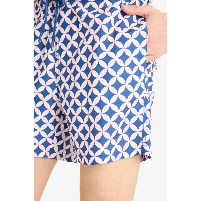 Defacto E1029 Pembe Desenli File Astarlı Kısa Boy Deniz Şortu