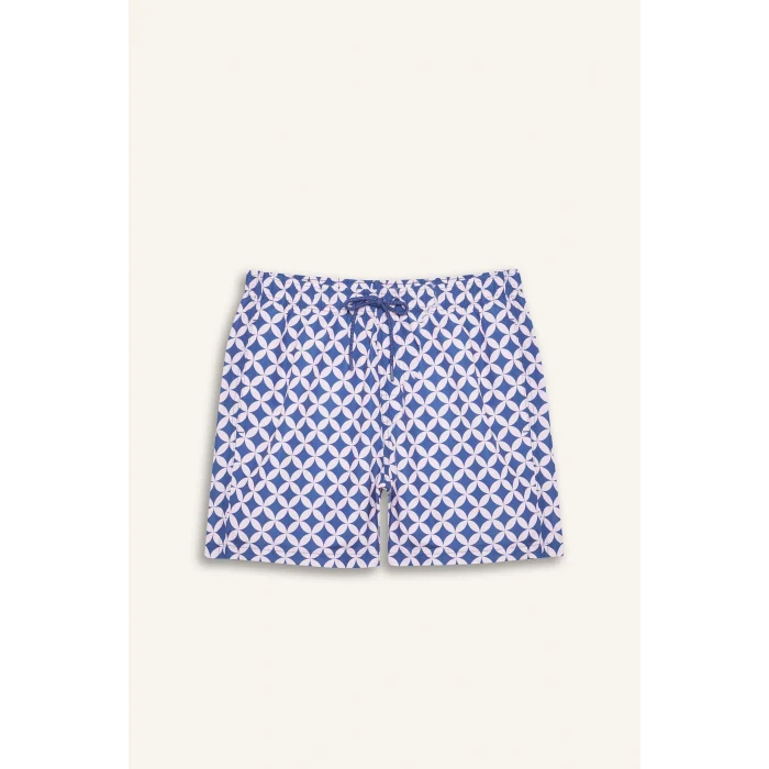 Defacto E1029 Pembe Desenli File Astarlı Kısa Boy Deniz Şortu