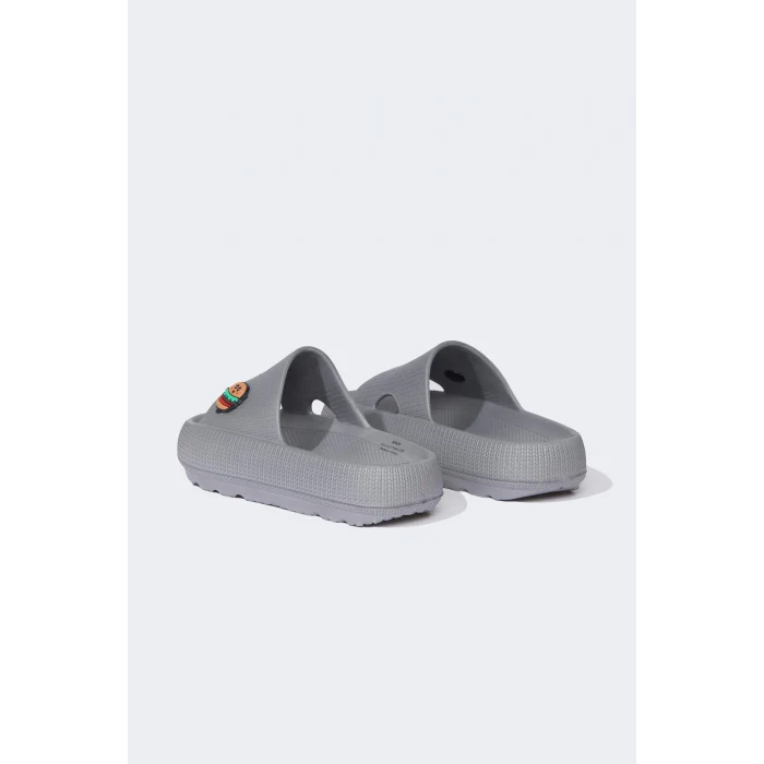 Defacto C2774 Gri Erkek Çocuk Aplike Tırtıklı Taban Cırt Cırtlı Eva Sandalet