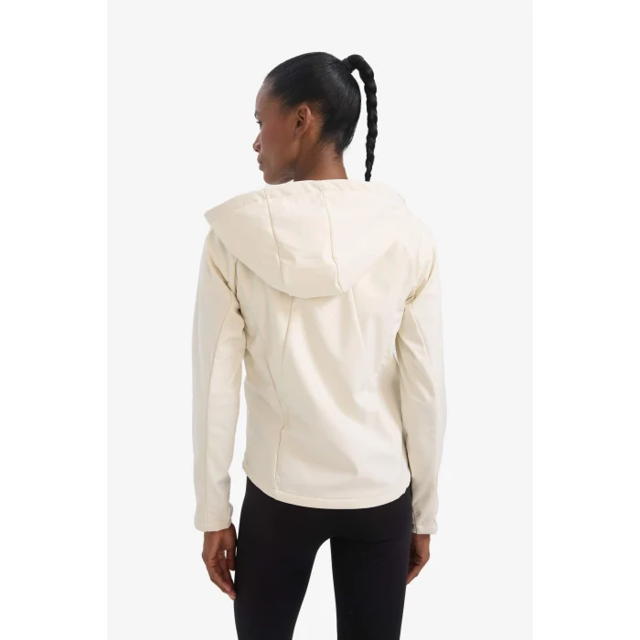 Defacto D6088 Bej DeFactoFit Su İtici Regular Fit Kapüşonlu Fermuarlı Softshell Mont