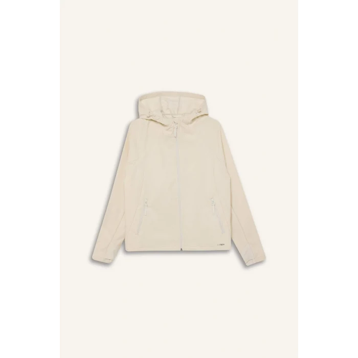 Defacto D6088 Bej DeFactoFit Su İtici Regular Fit Kapüşonlu Fermuarlı Softshell Mont