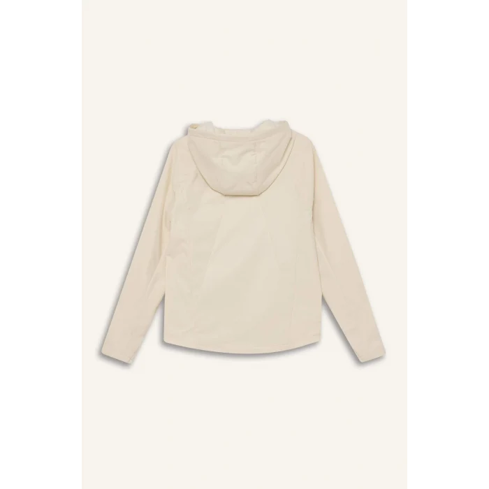 Defacto D6088 Bej DeFactoFit Su İtici Regular Fit Kapüşonlu Fermuarlı Softshell Mont