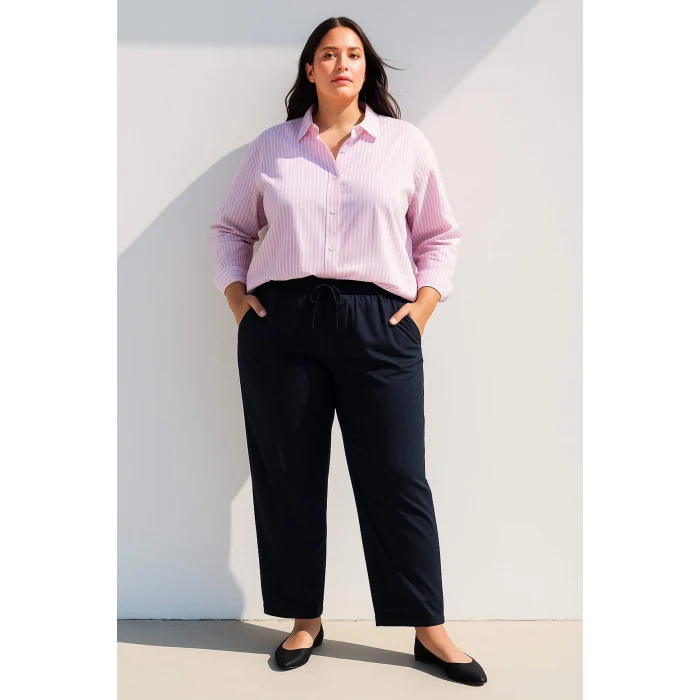 Defacto D4512 Pembe Oversize Geniş Kalıp Çizgili Oxford Uzun Kollu Gömlek