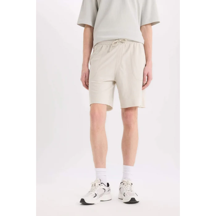 Defacto B8673 Gri %100 Pamuk Slim Fit Dar Kesim Dar Paça Cepli Basic Düz Şort
