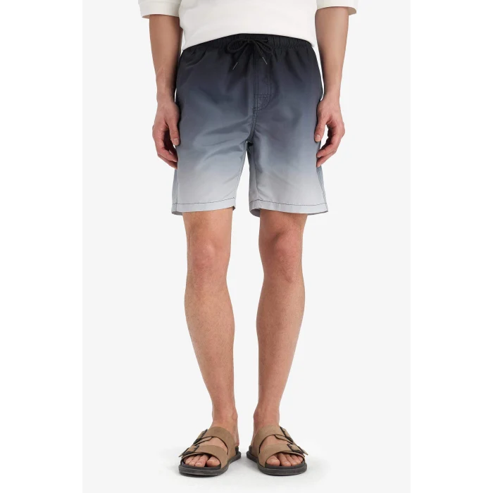 Defacto Z6873 Siyah Regular Fit Degrade Baskılı File Astarlı Diz Üstü Deniz Şortu