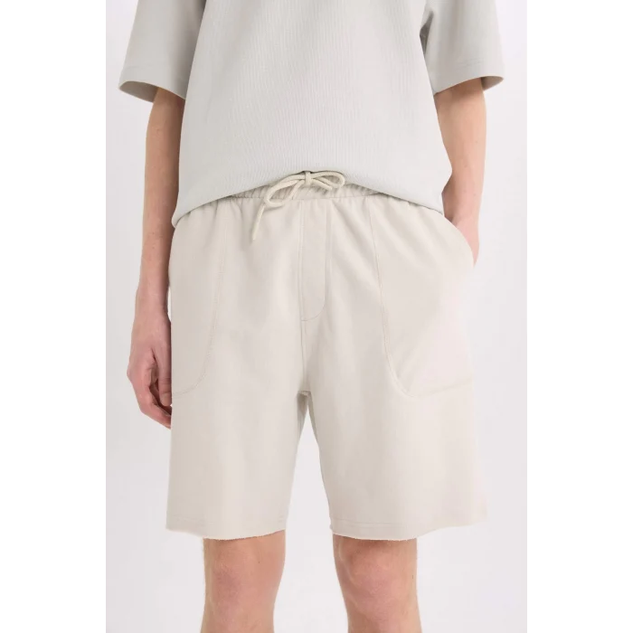 Defacto B8673 Gri %100 Pamuk Slim Fit Dar Kesim Dar Paça Cepli Basic Düz Şort