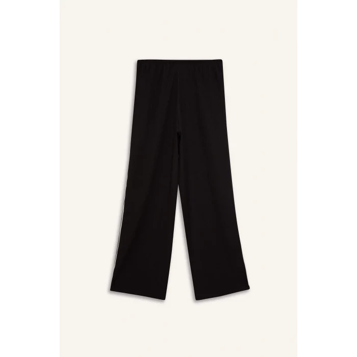 Defacto D8804 Siyah DeFactoFit NBA Miami Heat Wide Leg Çift Cepli Geniş Paça Standart Boy Krinkıl İnce Sporcu Pantolon