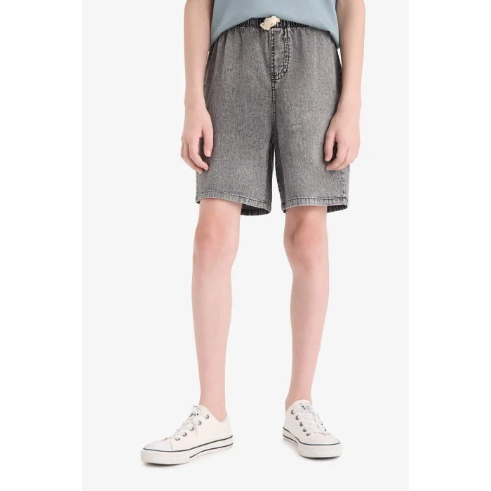 Defacto D8575 Gri Erkek Çocuk Jean Şort