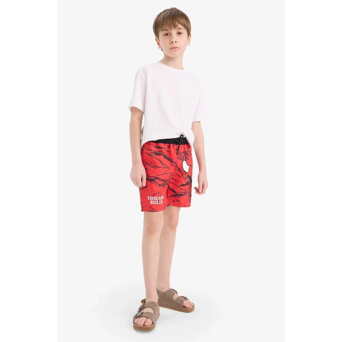 Defacto E6484 Kırmızı Erkek Çocuk NBA Chicago Bulls Deniz Şortu