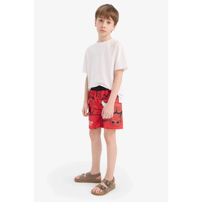 Defacto E6484 Kırmızı Erkek Çocuk NBA Chicago Bulls Deniz Şortu