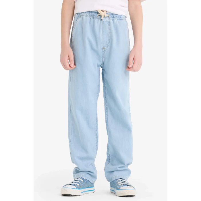Defacto F6899 Mavi Erkek Çocuk Esnek Belli Düz Paça Jean Pantolon