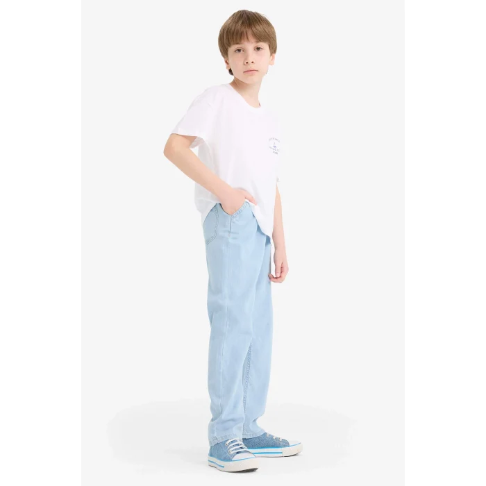 Defacto F6899 Mavi Erkek Çocuk Esnek Belli Düz Paça Jean Pantolon