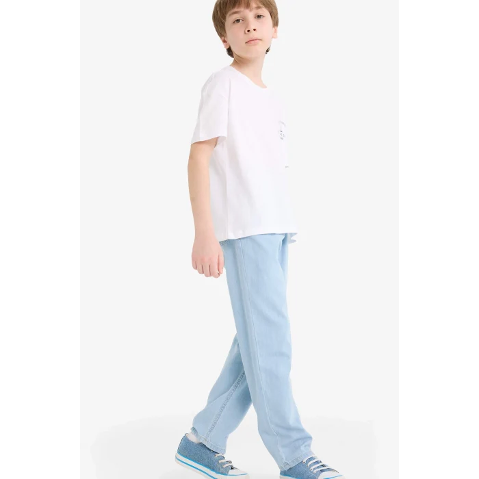 Defacto F6899 Mavi Erkek Çocuk Esnek Belli Düz Paça Jean Pantolon