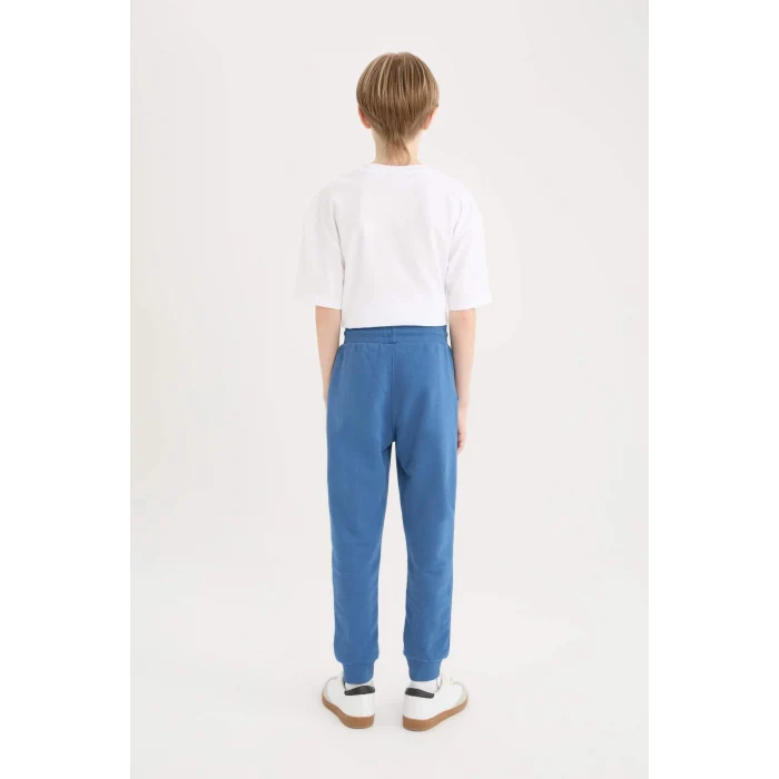 Defacto D9994 İndigo Erkek Çocuk Beli Paçası Lastikli Cepli Baskılı Eşofman Altı