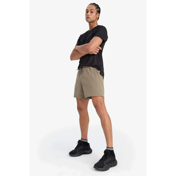 Defacto C5138 Haki DeFactoFit Baskılı Esnek Dokulu Kısa Boy Sporcu Deniz Şortu