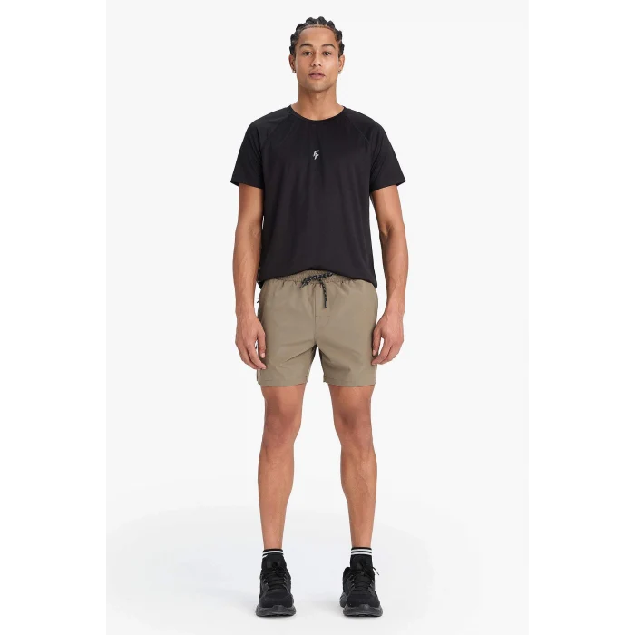 Defacto C5138 Haki DeFactoFit Baskılı Esnek Dokulu Kısa Boy Sporcu Deniz Şortu
