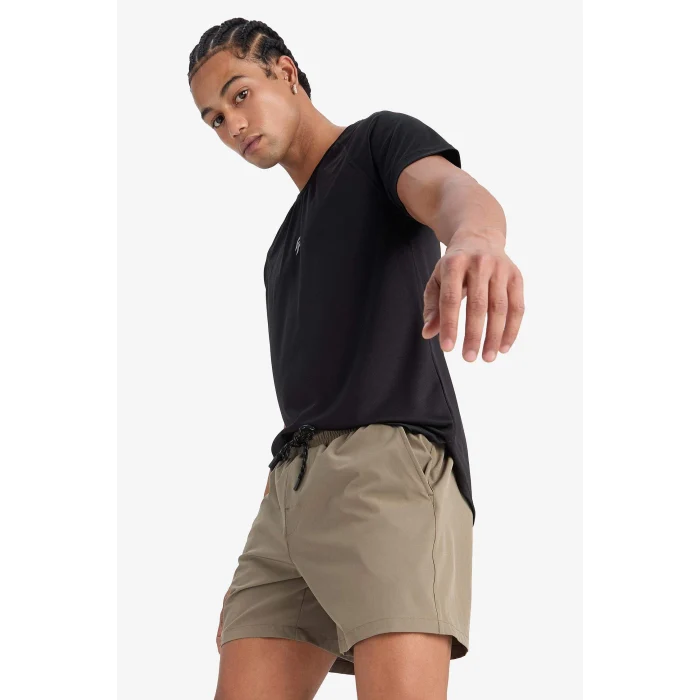 Defacto C5138 Haki DeFactoFit Baskılı Esnek Dokulu Kısa Boy Sporcu Deniz Şortu