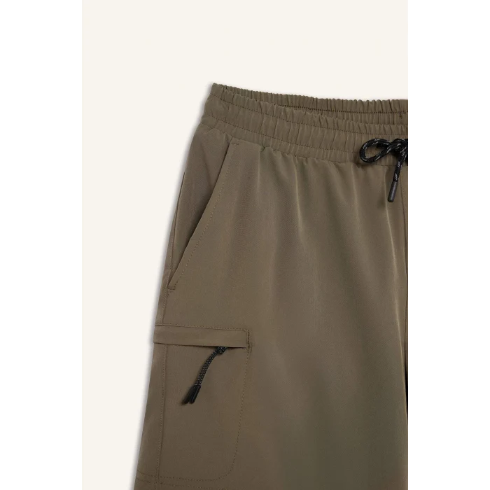 Defacto C5138 Haki DeFactoFit Baskılı Esnek Dokulu Kısa Boy Sporcu Deniz Şortu