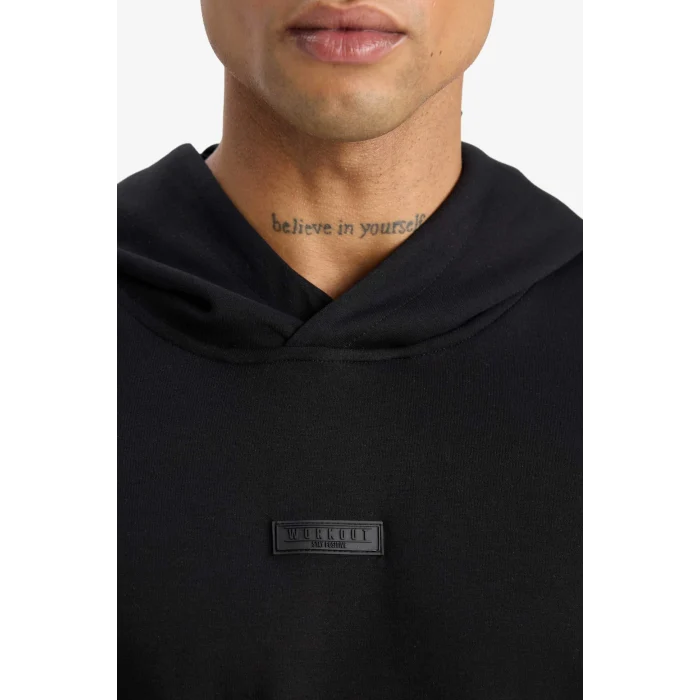 Defacto D7364 Siyah DeFactoFit Standart Fit Kapüşonlu Skuba Dalgıç Kumaş Sporcu Sweatshirt