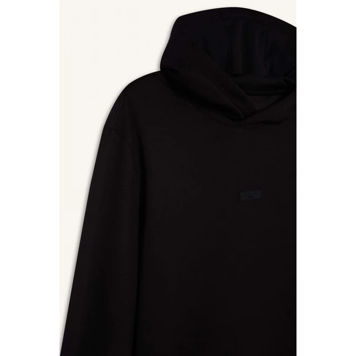 Defacto D7364 Siyah DeFactoFit Standart Fit Kapüşonlu Skuba Dalgıç Kumaş Sporcu Sweatshirt