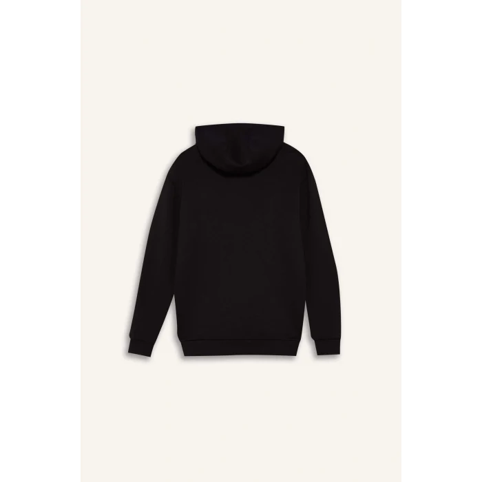 Defacto D7364 Siyah DeFactoFit Standart Fit Kapüşonlu Skuba Dalgıç Kumaş Sporcu Sweatshirt