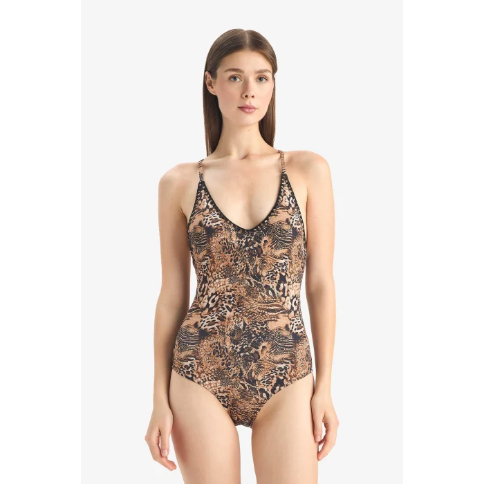 Defacto E3901 Siyah Regular Fit Leopar Desenli Mayo-Fall in Love