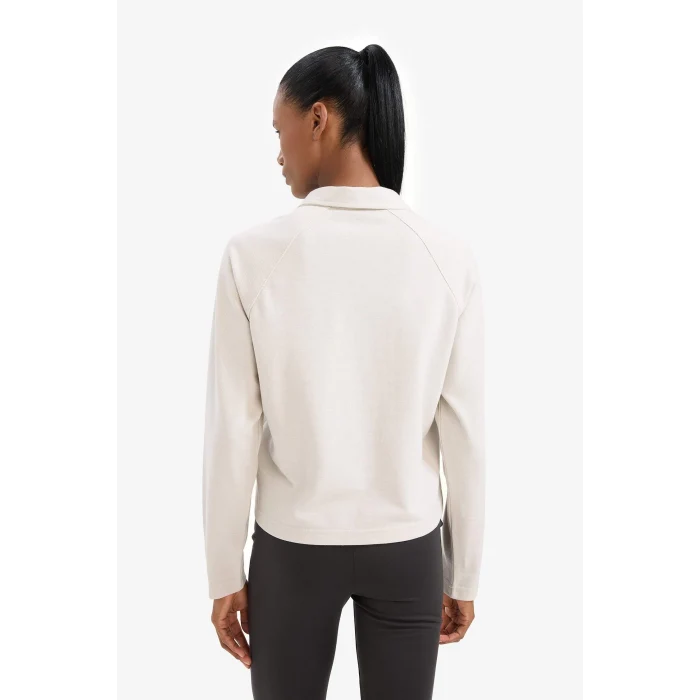 Defacto D6152 Bej DeFactoFit NBA Los Angeles Lakers Polo Yaka Pike Sweatshirt