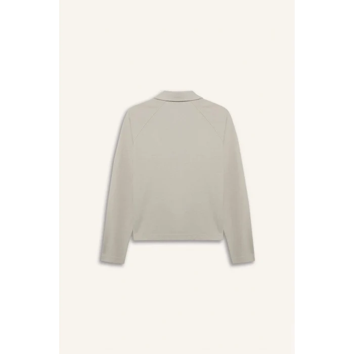 Defacto D6152 Bej DeFactoFit NBA Los Angeles Lakers Polo Yaka Pike Sweatshirt